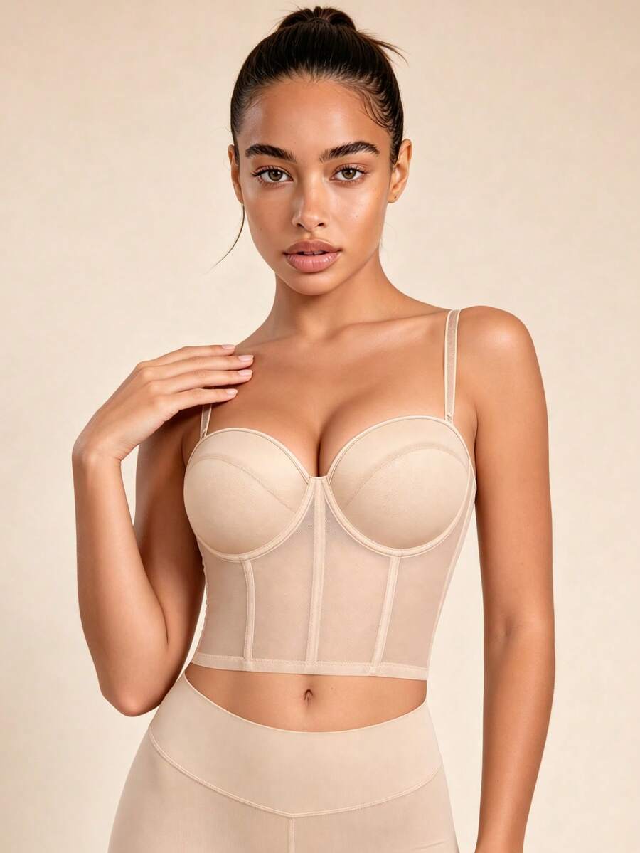 Lilivine Peach Girl Beige Sexy Wireless Push-Up Bra For Small Bust Women