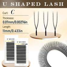 12 Rows U-Shaped 2D UU Eyelash Extensions C/D/LU(M) Curl U-Shaped Parallel Flower Lashes 8-15mm Double Point Blooming Lashes Natural False Eyelashes Pre-Made Dense Lash Fans Premium Material Lighter And Softer For Makeup - C - View 13