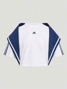 Adidas Women's DCE BOX TEE Polo Shirt, Knitted Collar Short Sleeve TKZ4182 - Blue and White - View 1