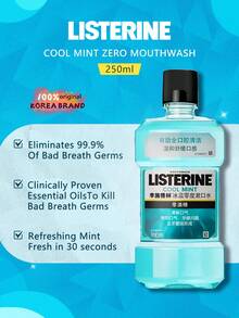 listerine 250ml/8.45 Fl Oz 零酒精冰藍清新漱口水，無酒精溫和配方，殺滅 99.9% 口腔細菌，對抗牙垢與口臭，含精油深層清潔，日常漱口，節日禮物，母親節禮物 - 冰藍零度 - 查看 2