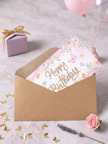 Faltbare Geldkarte zum Geburtstag mit Schmetterling- und Blumenmuster und Umschlag, rosa Geldgeschenk für Babyparty und Mädchen-Geburtstagsfeier - Verschiedenfarbig - Übersicht 8