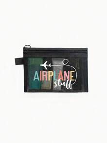 Mesh Passport Storage Bag, Letter Airplane Pattern Storage Bag, Travel Document Bag, Airplane Toiletry Bag, Document Storage Bag, Portable ID Card Boarding Pass Card Holder, Data Cable Storage Bag, Zipper Mesh Makeup Storage Bag, Large Capacity Storage Bag, Daily Toiletry Makeup Bag, Multi-Function Storage Bag, Lightweight Travel Tote Bag, Exquisite Gift, Essential Travel Storage Bag, Wedding Bride Gift, Birthday Gift, Back To School Gift, School Opening Gift, Graduation Gift - Multicolor - View 11