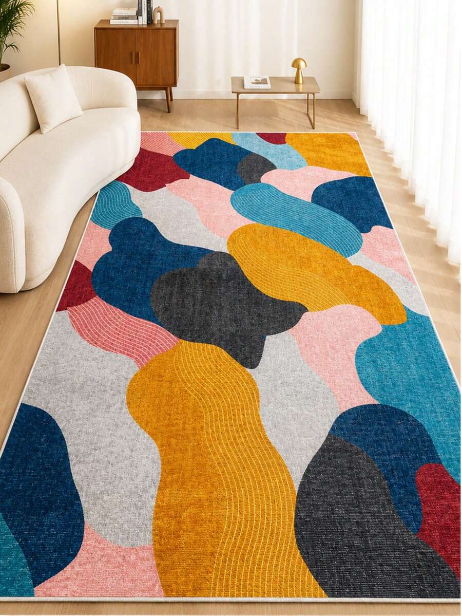 Chilai Home Modern Patterned Area Rug, Soft Non-Slip Carpet For Living Room & Bedroom, Runner Rug, Washable Kitchen Rug, Home Decor Rug, Made in Turkiye - 彩色 - 查看 1