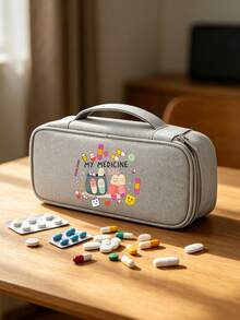 「My Medicine Bag」藥丸印花女款拉鍊空藥袋,極簡大容量手提收納袋,便攜藥盒急救包,家用空藥袋,多功能旅行便攜收納袋,手提多隔層設計,適合返校、宿舍、居家、工作、戶外旅行、出差等,生日、節日、教師節禮物,醫學生、老師禮物,生存工具包,多功能布製醫療包(多款可選) - 彩色 - 查看 11