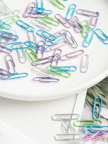 100pcs Colorful Paper Clips, Medium Size, Assorted Colors, PVC Coated Metal Paper Clips, Plastic Coated Paper Clips, Silver Paper Clips, Office Supplies, Cartoon Shaped Bookmarks, Book Clips, Suitable For Office, School And Personal File Organization, Back To School Essential - Multicolor - View 3