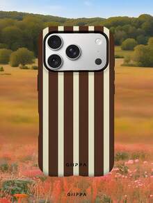 GIIPPA 1pc Brown Striped Pattern Design Phone 17 Pro Max Phone Case, Compatible With Phone 16 Pro Max, 15 Pro Max, 14 Pro Max, Korean-Style High-End Fashion Fun Phone Case, Compatible With 11/12/13/14/15/16 Pro Max Plus, Elegant Design Suitable For Men And Women, Perfect Gift For Girlfriend On Christmas, Valentine's Day, Easter, Wedding Season And Birthday! - Multicolor - View 8
