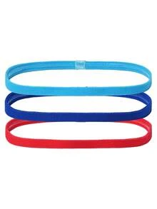 3pcs Non-Slip Silicone Sports Thin Hairbands, High Elasticity Anti-Slip Fitness Hair Ties, 1cm Narrow Running Yoga Sweat-Absorbing Headbands, Multi-Color Outdoor Fitness Sweat-Absorbing Headbands - Sky Blue, Deep Blue, Red - View 8