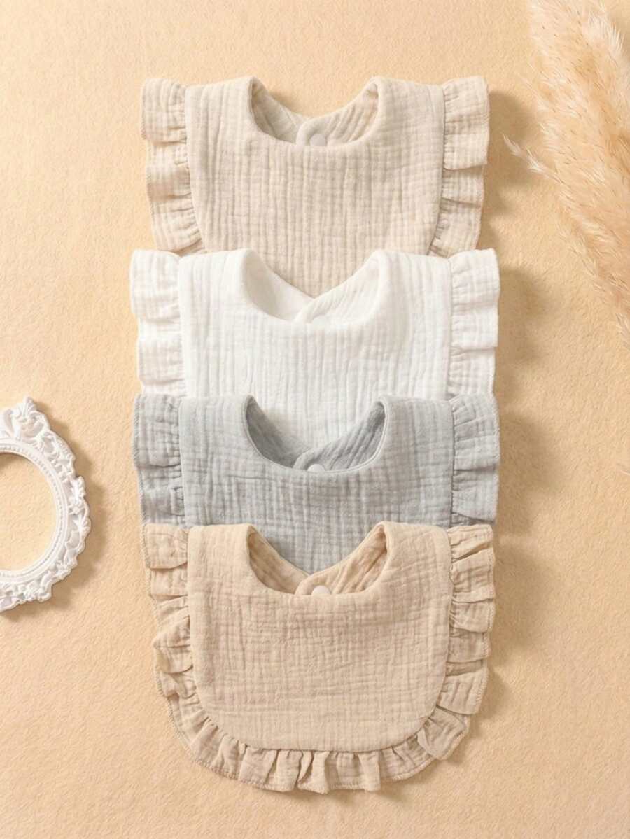 4pcs Pure Cotton Gauze Cute Baby Bibs, Soft Skin-Friendly Drool Cloth For Summer, Unisex For Boys And Girls, Suitable For Daily Use, Versatile - Multicolor - View 1