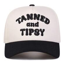 1pc Women's Tanned & Tipsy Trucker Hat, Personalized Letter Embroidery Baseball Cap, Street Fashion Casual Hat For Spring/Autumn Travel, Beach Vacation - Multicolor - View 13