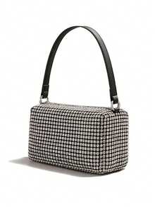 Bolso de mano tipo clutch rectangular mini para mujer, cubierto totalmente de strass, con malla de cristales brillantes tipo diamante, bolso de hombro de noche - Multicolor - Ver 6