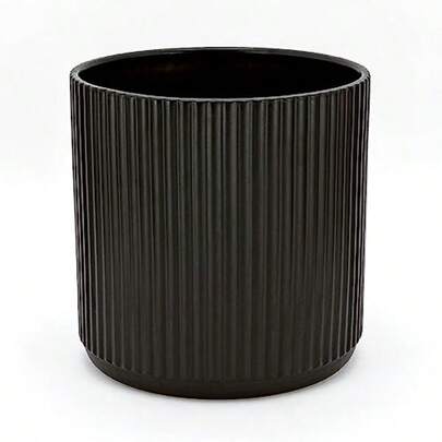 Fluted Ceramic Planter Pot For Indoor Outdoor Plants, Round Flower Pot With Drainage Hole, Ch