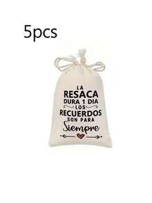 1pc/5pcs Beige Drawstring Bags, Suitable For Parties - Perfect For Hangover Recovery Supplies And Post-Party Gift Bags, Reusable And Durable, Fun Printed Burlap Drawstring Bags, Bachelorette Party Hangover Theme Party Favor Bags, Wedding Party Candy Gift Packaging Small Fabric Bags, Gift Wrapping Party Favors - Multicolor - View 9