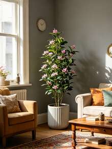 Kmitang 80/120cm Large Artificial Ficus Plants Fake Tropical Banyan Tree Branch Plastic Fiddle Fig Tree Leaves Faux Green Magnolia Trees Real Touch Nandina Leafs For Home Indoor Shop Outdoor Decor Without Pot 1pc - Multicolor - View 6