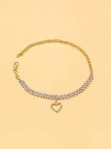 1pc Fashionable New Heart-Shaped Versatile Anklet Foot Jewelry For Girls - Multicolor - View 3