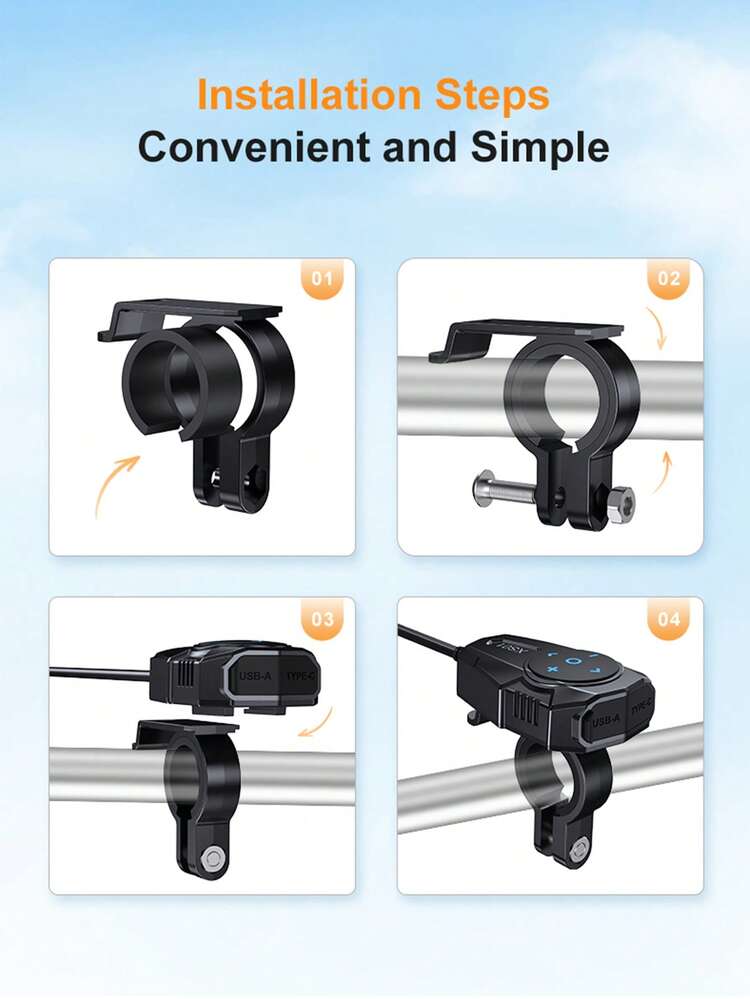 PD QC3.0 摩托車充電器 車把 USB Type C 接口 12V 防水電源插座 藍牙遙控器 用於頭盔耳機 - XS01 - 查看 9