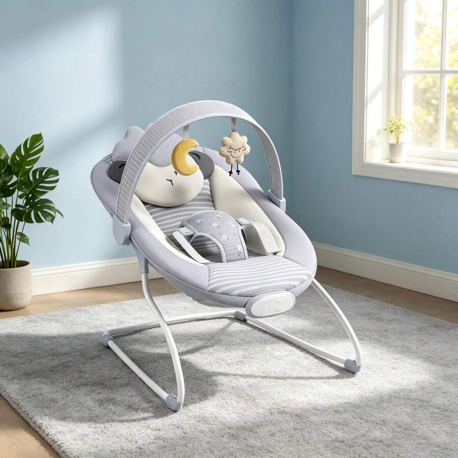 Foldable Baby Bouncer Rocker,Lightweight Infant Seat For 0-6 Months Up To 20 Lbs,Indoor Outdoor Travel,Thanksgiving Halloween Christmas Holiday Gift - Grey - View 1