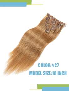 JIAMEISI Remy Human Hair Double Layer Lace Hair Extensions 70g 7pcs Set, Natural Straight Clip-In Hair Extensions For Women, #27 Strawberry Blonde - S27 - View 2