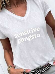 Sensitive Gangsta  Quote T-Shirt Meme God Forbid L'm A Sensitive GangsterGraphic Tee,ImAMommyMamacita T-Shirt Gift For Hereasterback To Schoolvacation - 白色2 - 查看 9