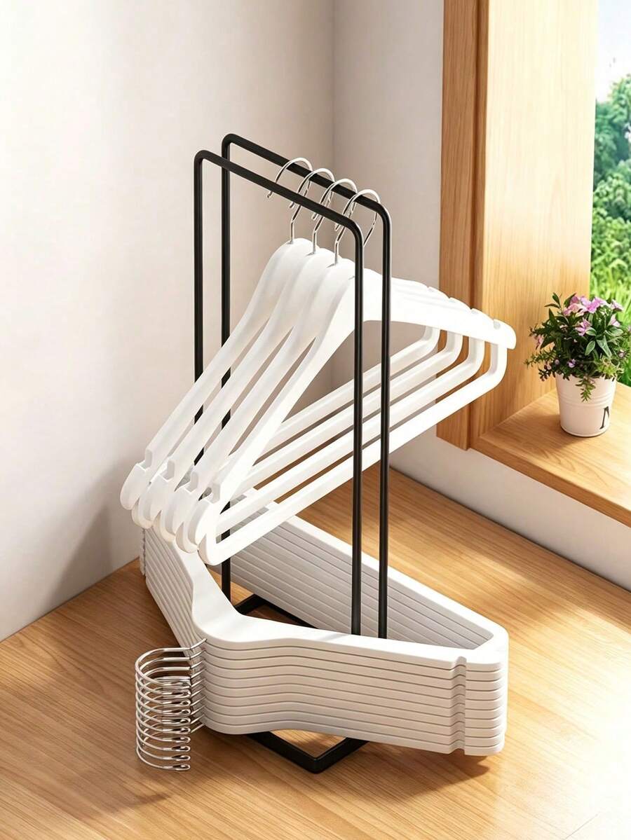 Large Capacity Steel Space-Saving Hanging Clothes Rack Stackable Shelf - Detachable Heavy Duty Metal Storage Rack, Modern Vertical Standing Rack, Wall-Mounted, Sturdy And Stylish, Easy To Assemble, Suitable For Closet/Laundry Room/Bedroom, Ideal For Small Spaces And Home Decor - Multicolor - View 1