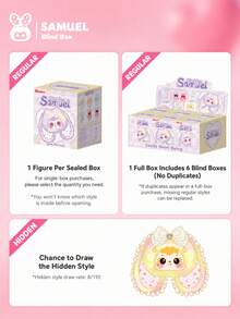 San Xiao Mao Samuel Candy Heart Rabbit Series Animal Shaped Pendant Blind Box, 6 Regular Styles + 1 Hidden Style, Random Surprise Style, Sweet Candy Style Figurine Desktop Decoration, Girl/Student/Friend Birthday Holiday Gift [Non-Plush Filled] - Multicolor - View 8
