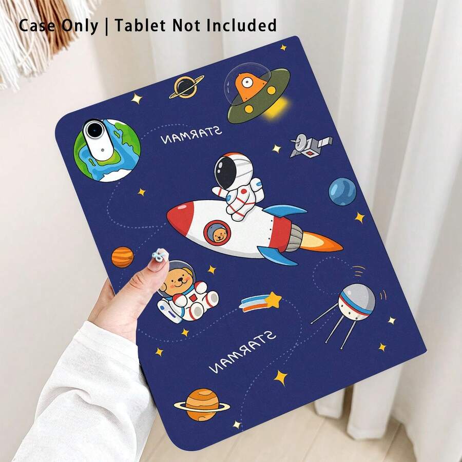 太空人火箭行星熊圖案 1 件翻蓋平板保護殼,附筆槽,相容於 Honor 8/9/10/X8/X8A/X9/X8Pro/X9Pro/X9A/Matepad Pro/Matepad SE 11/Matepad 11/Apple 10th Gen/11 2025 (A16) 與 A9 及其他熱門機型 - 款式1 - 查看 1