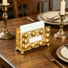 Luxury Rectangular Gold Spherical Napkin Holder, Hollow Base, Modern Metal Tissue Box, 3D Sphere Decoration And Spherical Feet, Decorative Tabletop Napkin Storage Rack, Suitable For Kitchen, Restaurant, Coffee Bar, Home Decor - View 6