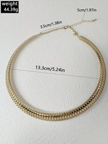 1pc/Minimalist Cold Style Metal Wide Spiral Snake Bone Adjustable Choker Necklace Suitable For Women's Workplace Commute Evening Wear Jewelry Gift - Purple Square Diamond Necklace - View 10