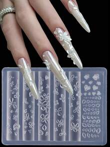 矽膠美甲模具 3D 花朵美甲裝飾 花瓣美甲模具 婚禮美甲用品 DIY 可穿戴美甲工具 可重複使用美甲雕刻模板 新娘美甲配件 多尺寸花卉美甲模具 - 無色 - 查看 5