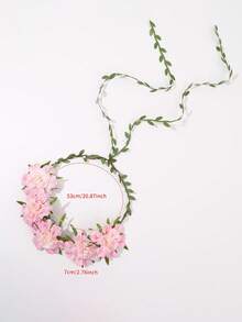 1Pc Bohemian Style Artificial Flower Crown, French Romantic Large Flower Headpiece, Suitable For Wedding/Vacation/Photoshoot - Multicolor - View 11