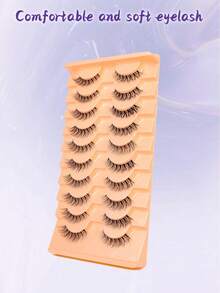 7 Pairs Cat Eye Style Transparent Stem Light Mist Natural False Eyelashes, Lightweight Soft Strip Lashes - Black - View 10