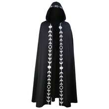 Medieval Renaissance Style Five-Color Large Hooded Cloak, Halloween Priest Cloak, Retro Style - Medieval Printed Cloak Green - View 4