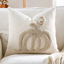 1pc/2pcs Halloween Throw Pillow Covers 18x18 Inch Halloween White Ghosts Embroidered Pillow Cases Thanksgiving Home Party Fall Decor Pillowcases Square Cushion Covers - Beige - View 5