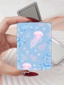 1 pièce Miroir de vanité portable de la série vintage océan, miroir à main pliable léger ultra-fin pratique, en cuir PU durable, convient à de multiples scénarios et à toutes les personnes, miroir rectangulaire à transporter - Multicolore - Voir 7
