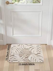 Cream Monstera Leaf Bathroom Rug, Minimalist Cream Style Non-Slip Bathroom Mat, Fluffy Soft Plush, Comfortable Foot Feel Faux Cashmere Soft Mat, Non-Slip Bottom, Versatile Soft Door Mat, Makeup Mat, Cozy Entryway Mat, Bathroom Bath Mat, Bathtub Mat, Home Bedroom, Window Sill Mat, Bedside Rug, Washing Machine Mat, Machine Washable. Note: There May Be Creases During Packaging And Shipping, The Product Is Printed With A White Bottom, Short Plush, Please Consider Carefully Before Purchasing. - Apricot - View 12