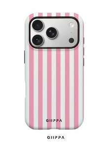 GIIPPA 1pc Pink & White Striped Pattern Design, Phone 17 Pro Max Phone Case, Compatible With Phone 16 Pro Max, 15 Pro Max, 14 Pro Max, Korean Style High-End Fashion & Fun Phone Case, Compatible With 11/12/13/14/15/16 Pro Max Plus, Elegant Design Suitable For Men And Women, Perfect Gift For Girlfriend On Christmas, Valentine's Day, Easter, Wedding Season And Birthday! - Multicolor - View 1