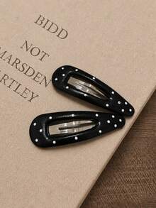 4 Piezas/2 Piezas Pinzas para el Cabello de Mujer de 7 Cm/2.76 Pulgadas con Diseño de Gota de Agua Hueca en Negro y Plateado con Lunares, Accesorios para el Cabello Elegantes y Simples para Flequillo Lateral, Adecuados para Uso Diario, Casual, Fiesta, Trabajo, Vacaciones, Maquillaje, Combinación de Atuendos, Pinzas para el Cabello de Primavera, Pinzas para el Cabello de Verano, Pinzas para el Cabello de Otoño, Pinzas para el Cabello de Invierno (Patrón de Lunares Aleatorio), Pasador para el Cabello - Multicolor - Ver 8