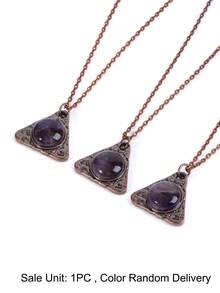 1pc Natural Stone Triangle Necklace For Men Healing Tiger Eye Obsidian Crystal Pendant Vintage Necklaces Energy Jewelry H905 - Necklace - View 14