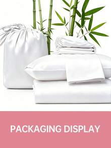 HONEYMOON 3/4件組竹纖維涼感床上用品套裝，夏季涼爽，純天然竹纖維床單套組，絲滑冰感觸感，透氣吸濕，深層睡眠，低過敏，套裝包含：床單*1+床墊套*1+枕套*1/2，深口袋設計適用於13-16英吋深床墊，枕套不含枕芯，適合四季使用，適用於各種床尺寸－單人、雙人、加大、特大，適合居家與學校使用，返校必備，Oeko-Tex認證，白色 - 白色 - 查看 3