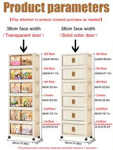 1pc 40cm/15.7in Wide Plastic Double Door Storage Cabinet, Multi-Layer Foldable Storage Box, Kitchen Dining Room Tableware Storage Cabinet, Kitchen Storage Rack, Home Living Room Toy Storage Rack, Gap Storage Organizer, Kitchen Gap Storage Cabinet, Christmas Gift, Storage Box, Under Bed Storage - Multicolor - View 6