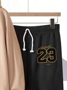 Toddler Digital Pattern Print Warm Hoodie And Sweatpants - Khaki - View 4