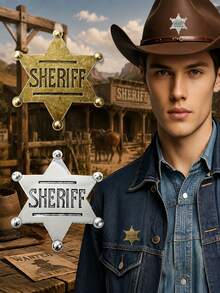 Sheriff Star Badge, Western Cowboy Role Play Prop For Stage Performance, Vintage Style Badge, Party Costume Accessory, Suitable As Gift And Collectible For Family Or Friends At Birthday Party Or Holiday - Multicolor - View 1