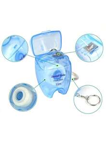 Portable Tooth-Shaped Keychain With Built-In Ultra-Fine Dental Floss, (Random Color); Cleans And Keeps Breath Fresh - This Portable Keychain Design Is Exquisite - Multicolor - View 4