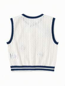 Balabala Chaleco de punto para niños 2026 nuevo otoño suave y cálido suéter sin mangas tipo pullover para niños y niñas para capas lindo para escuela y uso diario - Tono blanco - Ver 5
