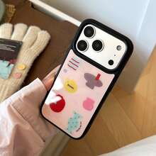 GUCADI Colorful Geometric Vase Phone Case, Compatible With IPhone 17 Pro Max, Apple 16 Pro, 14/15. It Has A Unique High-End Texture, Durable And Scratch-Resistant. It Features Uniqueness, Black Background, Geometric Patterns, Graffiti, Minimalist Art, Personalized, Creativity, Geometric Design, Simple Style, Contrasting Colors, Niche, Style. - Pink - View 3