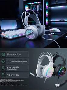 AOC GH120 Gaming Headsets With Microphone 7.1 Analog Channel 3D Surround Sound Noise Reduction Wired Over-Ear Headphone For PC Laptop - View 3