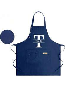 Delantal Personalizable con Nombre - Ropa de Trabajo de Cocina Neutra, Duradera y Cómoda, Fácil de Cuidar, Diseño Práctico con Bolsillos y Correas Ajustables, Adecuado para Entusiastas de la Cocina - Multicolor - Ver 3