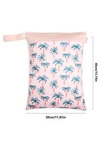 1pc Vintage Print Beach Vacation Waterproof Storage Bag,Back To School - Champagne - View 2