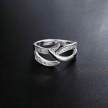 925 Sterling Silver Ring Princess Style Zirconia Women's Jewelry Engagement Wedding Party Austrian Crystal Cute - Silver - View 3