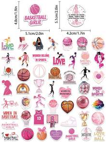 50 piezas Pegatinas de mujeres en deportes, pegatinas de baloncesto rosa, pegatinas de gimnasio, calcomanías de eslóganes estéticos para portátil, mochila, sobre, etiqueta, revista, Tumblr, regalos deportivos - Rosa - Ver 10