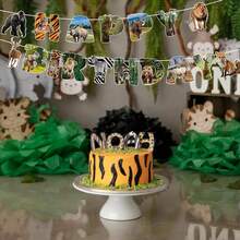 1 Set Animal Party Decoration Happy Birthday Banner, Animal Party Banner Garland Birthday Party Decoration, Animal Birthday Party Decoration Supplies - A - View 3